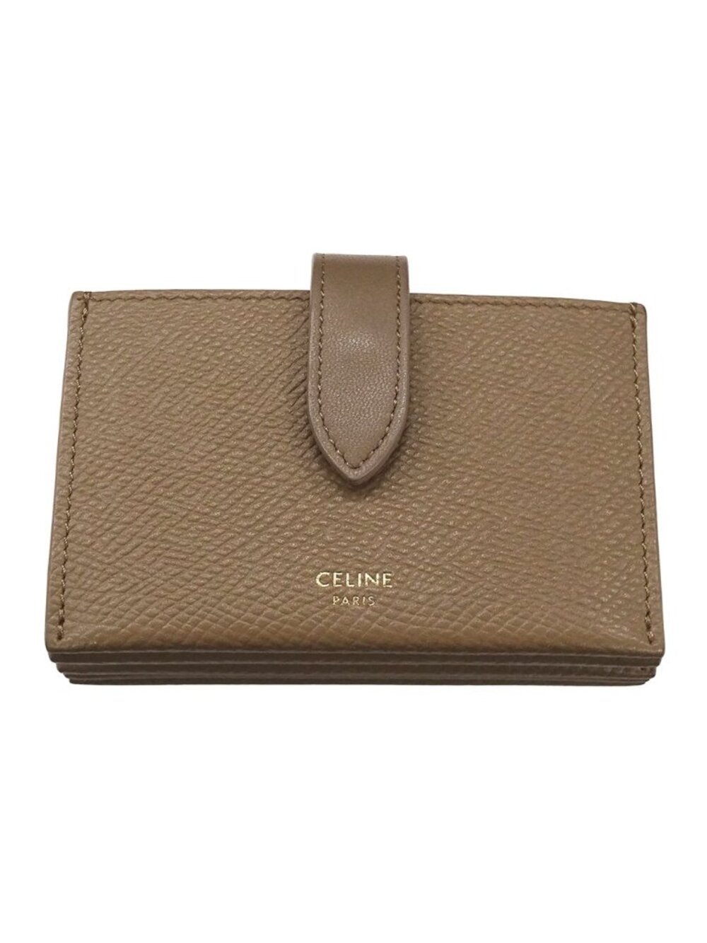 Celine Card Case Business Holder Accordion Leather Beige Brown - Picture 1 of 10